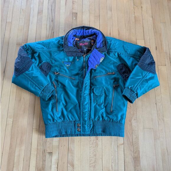 Vintage 90s Kaelin Ski Jacket Size M Green Teal Snowboard Winter Outdoor Coat